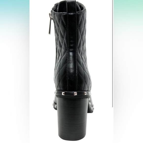 CHARLES BY CHARLES DAVID Black Studded Diplomat Quilted Lace Up Boot 8 - Picture 3 of 11